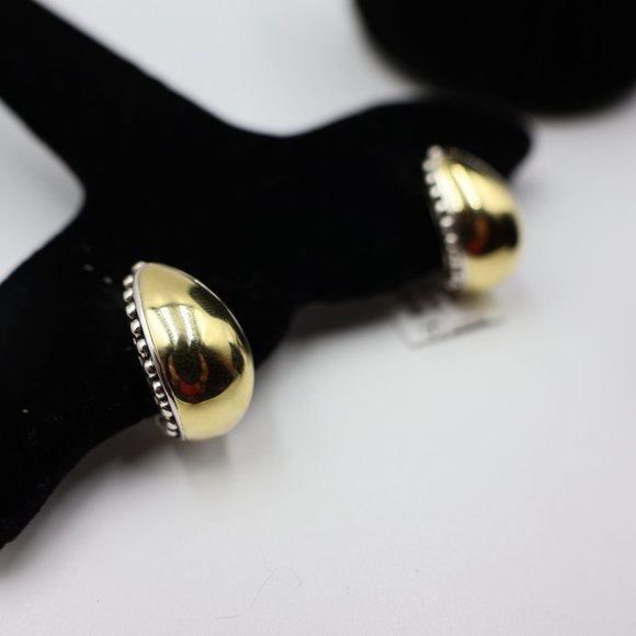 LAGOS High Bar Caviar Sterling/18K Gold Earrings – Omega Back NWT $995 - Picture 3 of 8